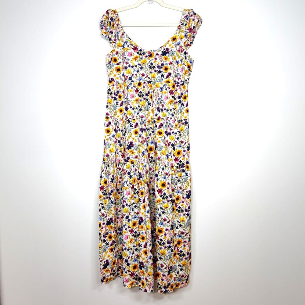 Old Navy Maxi Dress Floral Puff Sleeve Cotton M Romantic Cottagecore